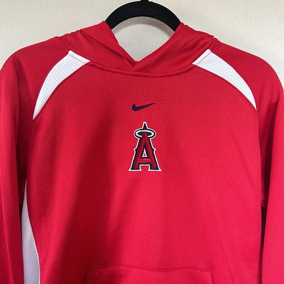 Nike Anaheim Angels Red Hooded Pullover FitDry Sweatshirt - Picture 2 of 8